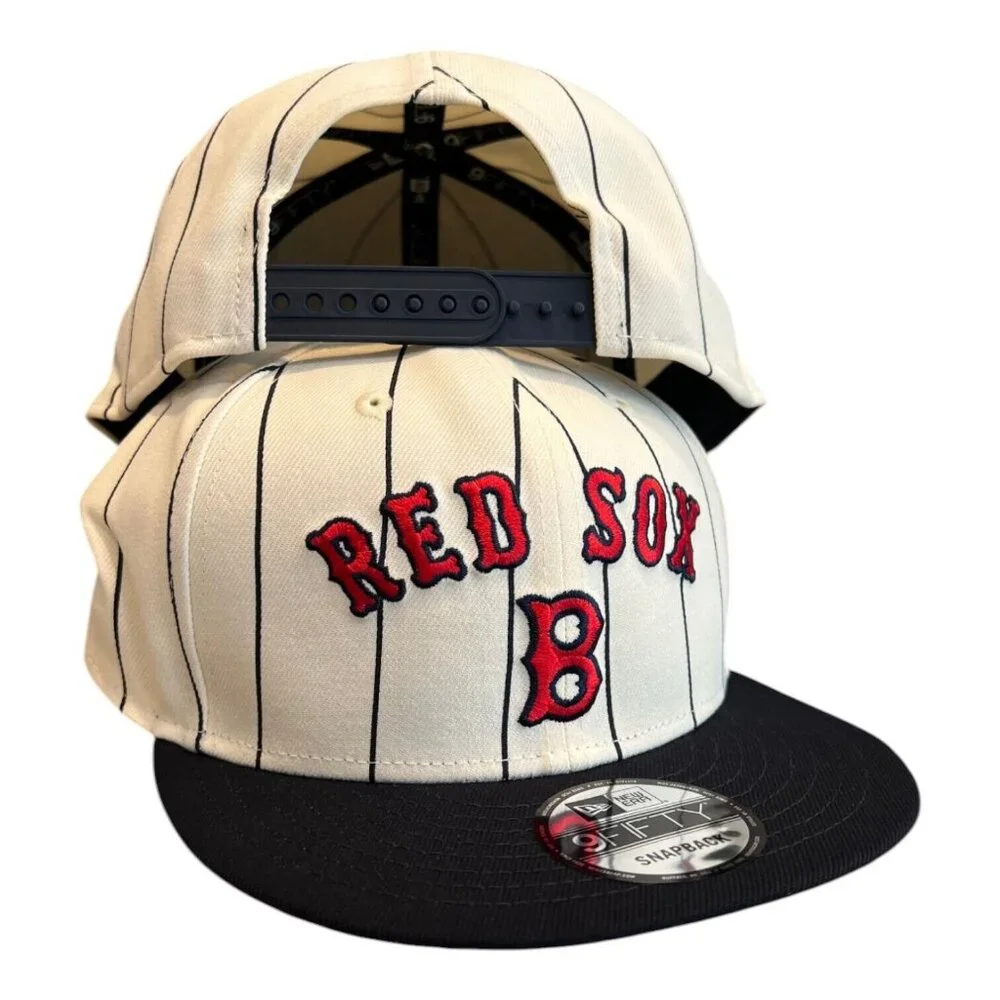 New Era Boston Red Sox Throwback Pinstripe 9FIFTY Snapback Hat Cap - Picture 2 of 8